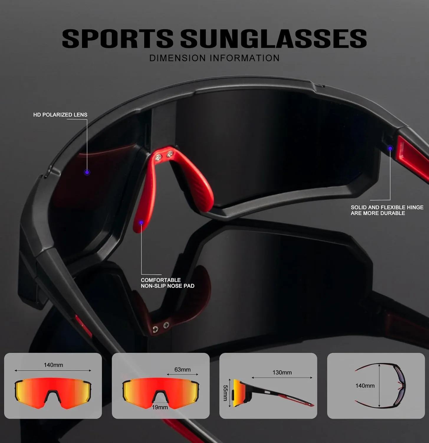 KALIYADI Polarized Sunglasses-for-Men Sports Sunglasses: Mens Running Sun Glasses UV400 Protection for Cycling Fishing
