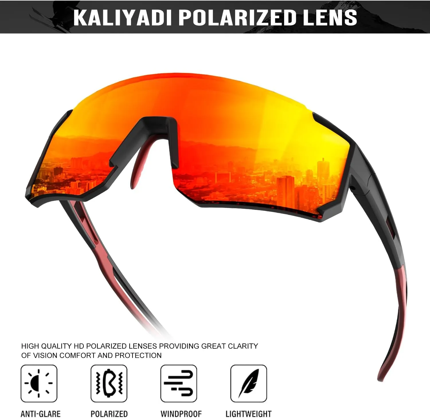 KALIYADI Polarized Sunglasses-for-Men Sports Sunglasses: Mens Running Sun Glasses UV400 Protection for Cycling Fishing