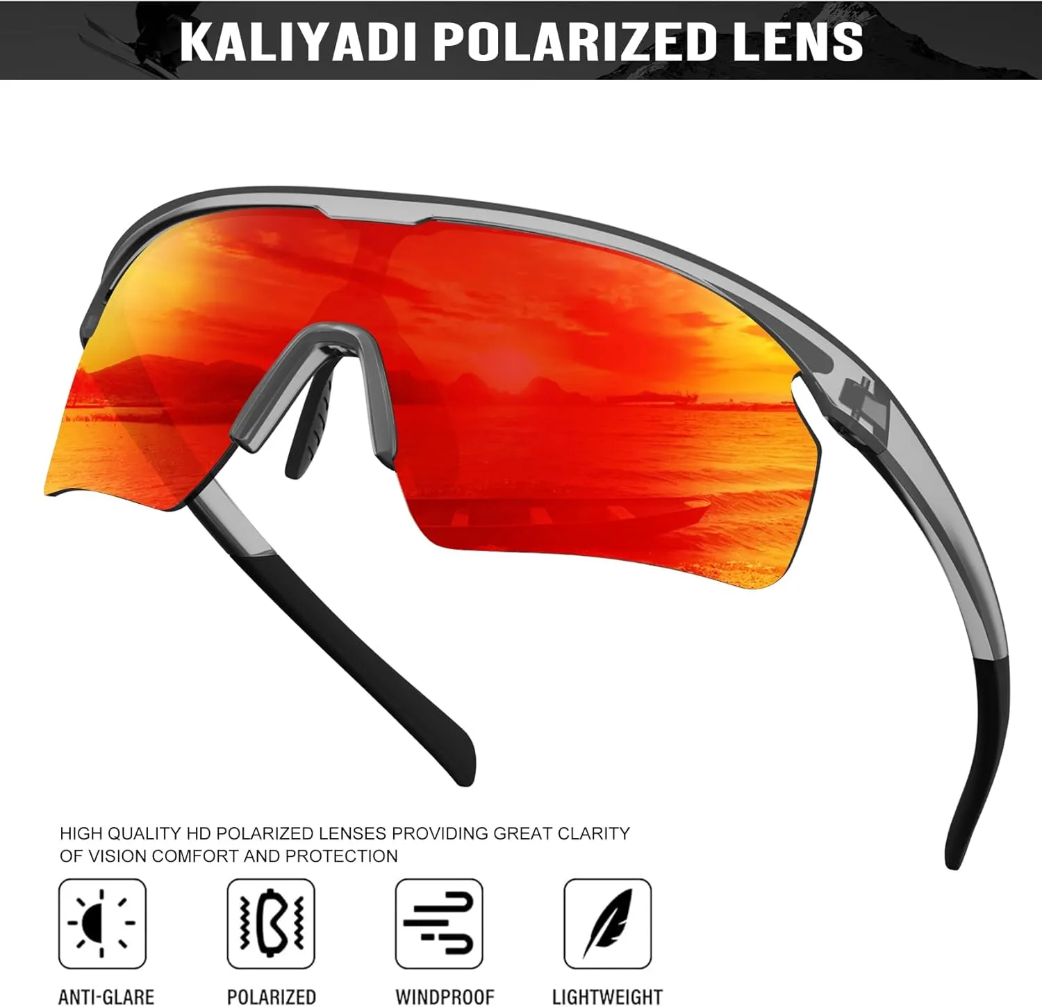 KALIYADI Polarized-Sunglasses-Men Mens-Sunglasses Sports Sun-Glasses: UV400 Protection for Fishing Golf Running
