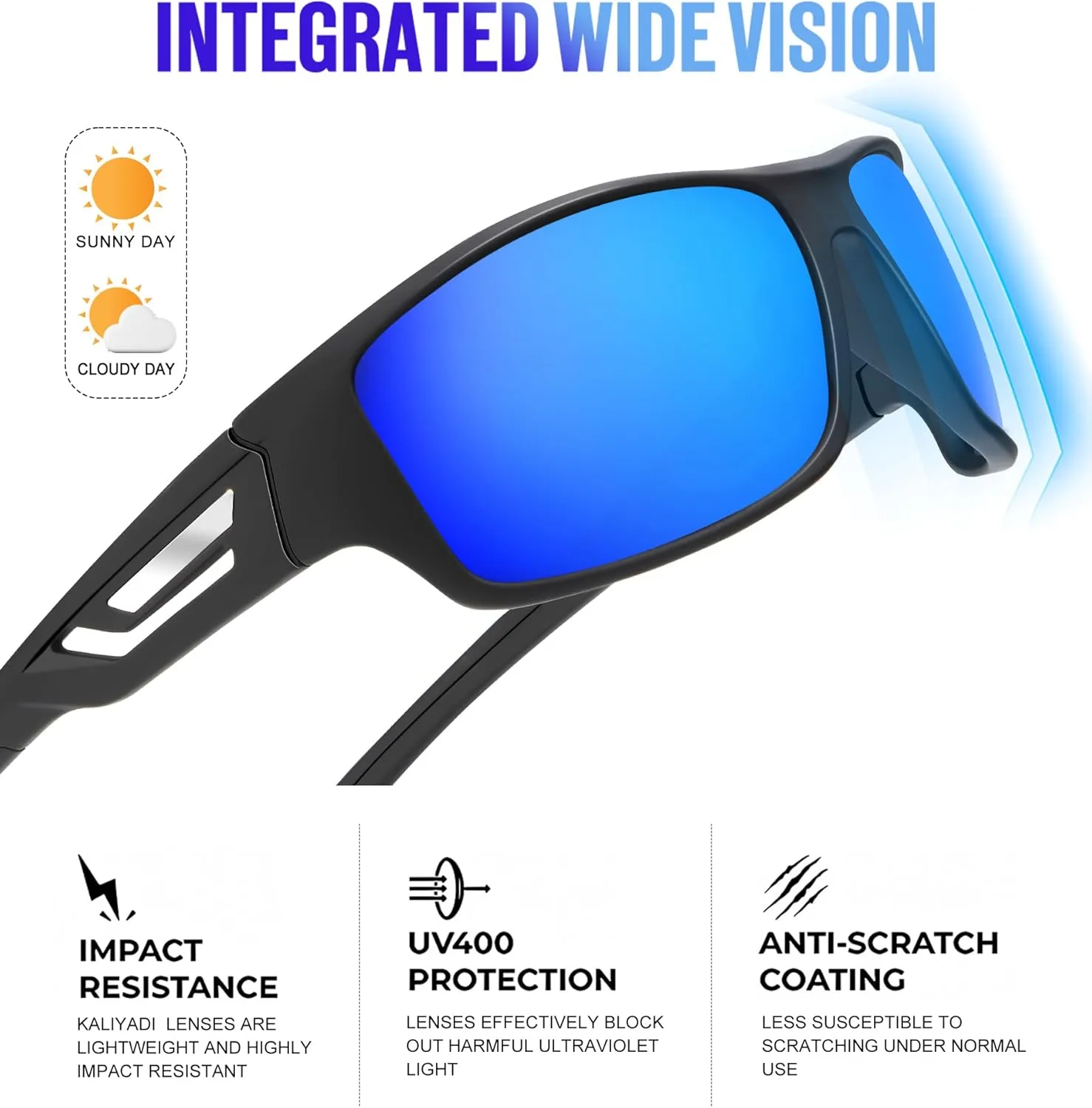 KALIYADI Sunglasses-Men Polarized Sports Sun-glasses: Mens Sunglasses Polarized UV Protection Driving Running Cycling Outdoor