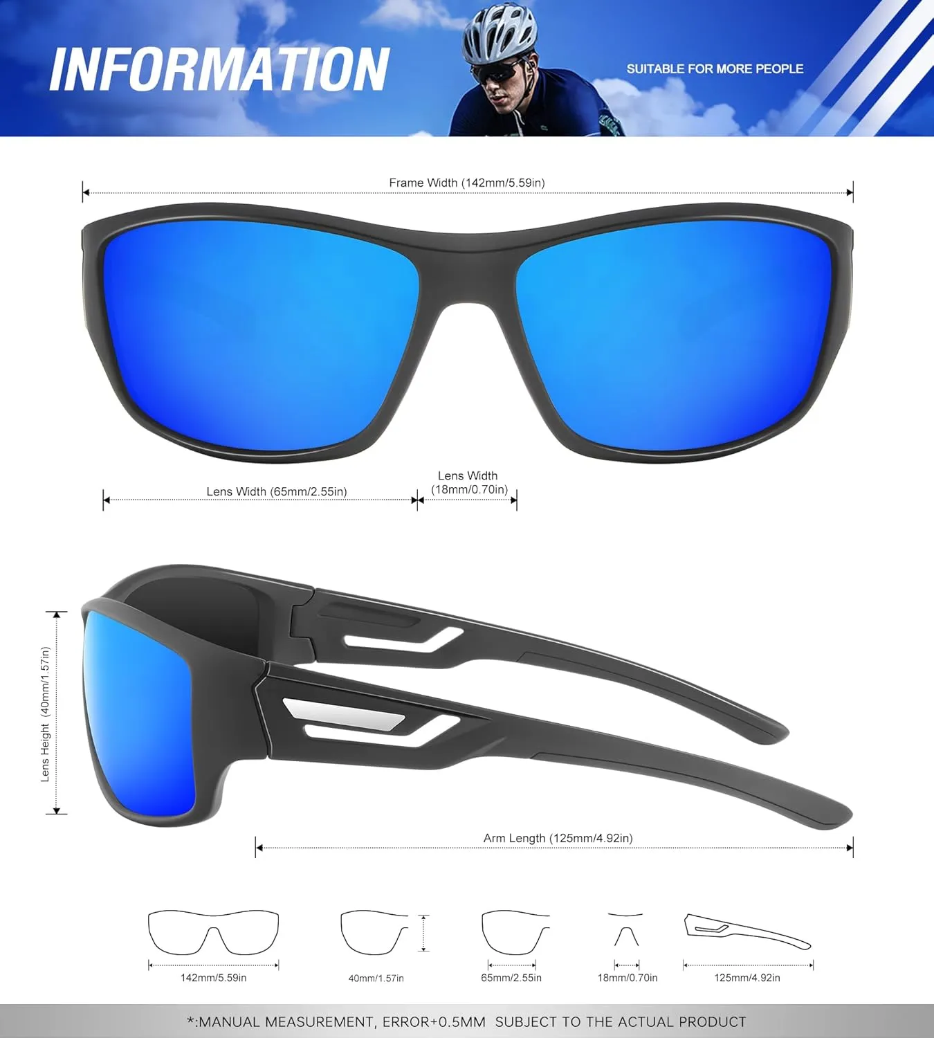 KALIYADI Sunglasses-Men Polarized Sports Sun-glasses: Mens Sunglasses Polarized UV Protection Driving Running Cycling Outdoor