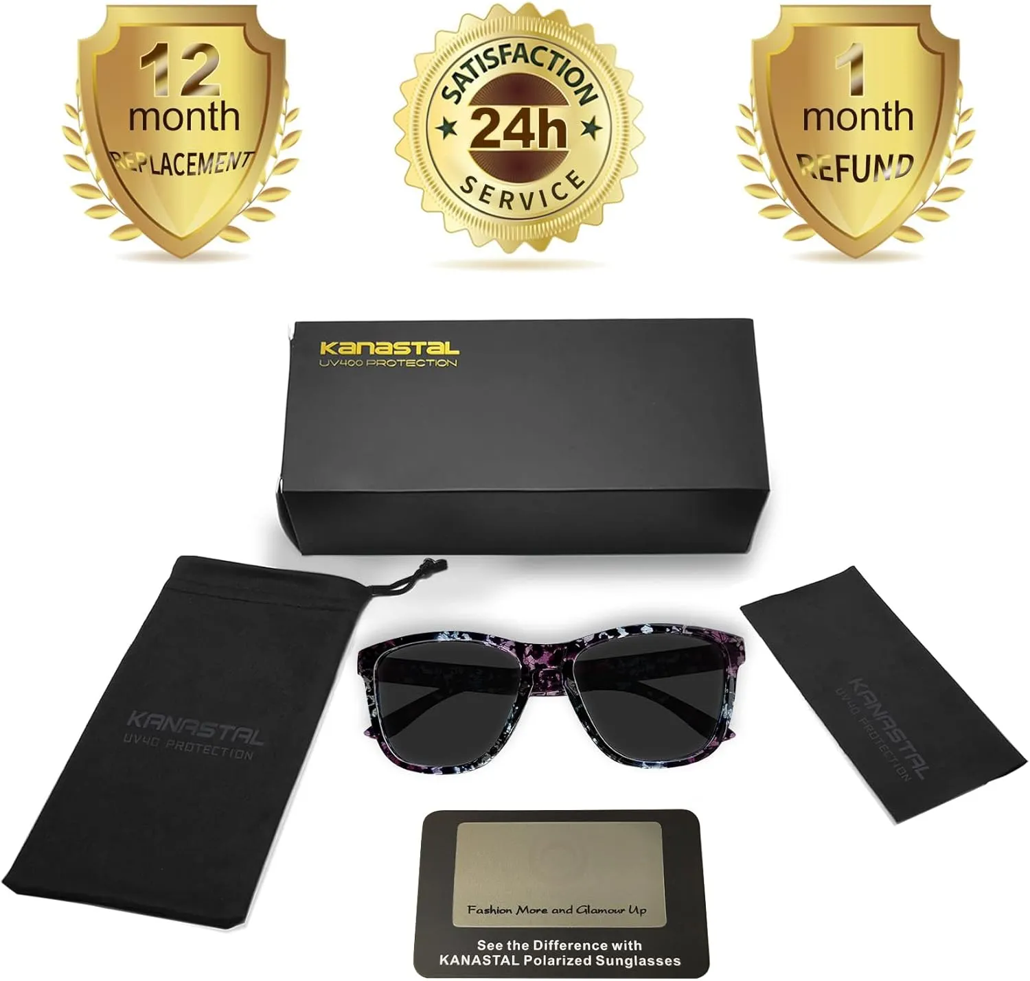 KANASTAL Polarized Sunglasses for Men Women UV400 Classic Square Design Sun Glasses Fashion Shades