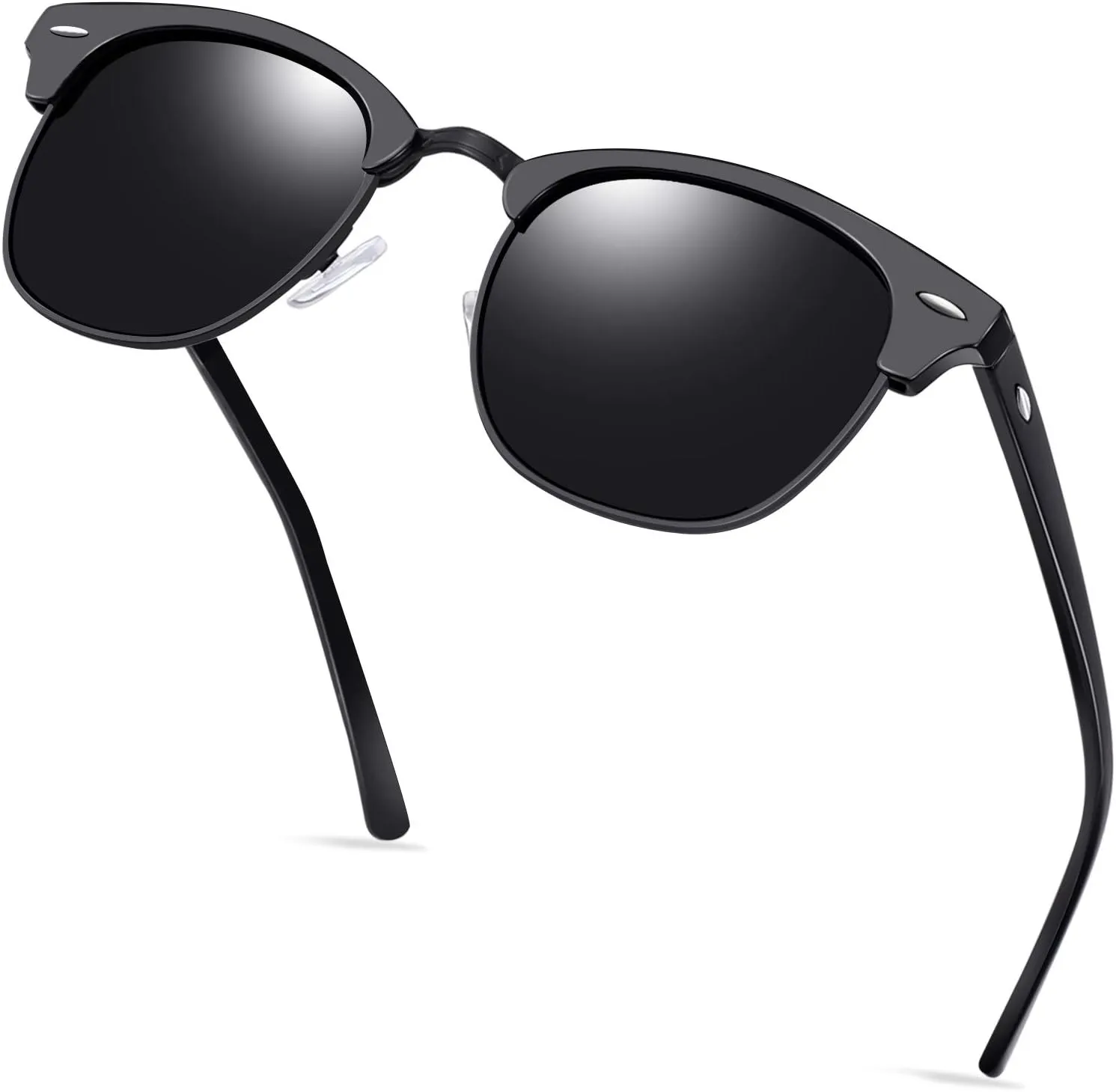 KANASTAL Semi Rimless Polarised Sunglasses Men Women Classic Horn Rimmed Frame UV400 Half Frame Shades