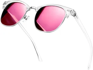 KANASTAL Semi Rimless Polarised Sunglasses Men Women Classic Horn Rimmed Frame UV400 Half Frame Shades