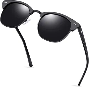 KANASTAL Semi Rimless Polarised Sunglasses Men Women Classic Horn Rimmed Frame UV400 Half Frame Shades