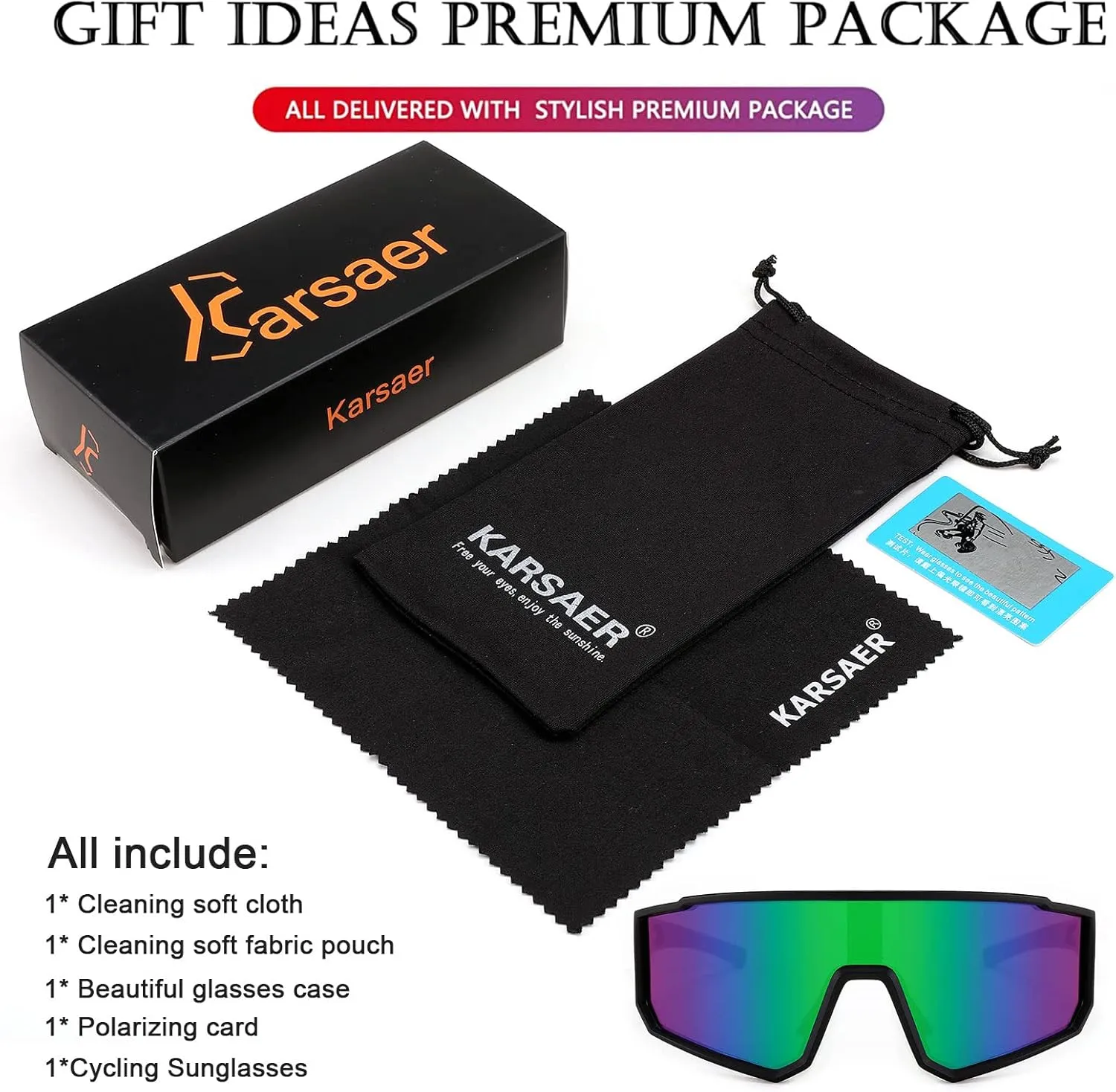 Karsaer Visison Polarized Cycling Riding Glasses Sports Sunglasses Men Women for Moutain Baseball MTB Bicycle
