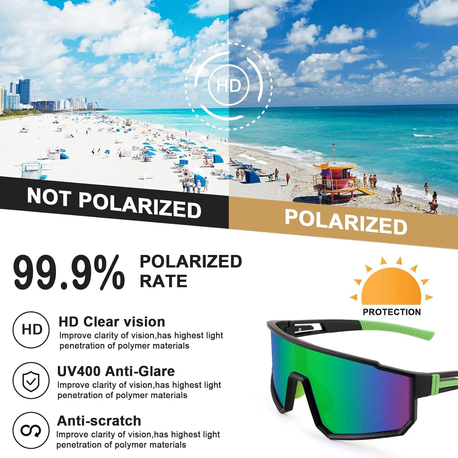Karsaer Visison Polarized Cycling Riding Glasses Sports Sunglasses Men Women for Moutain Baseball MTB Bicycle