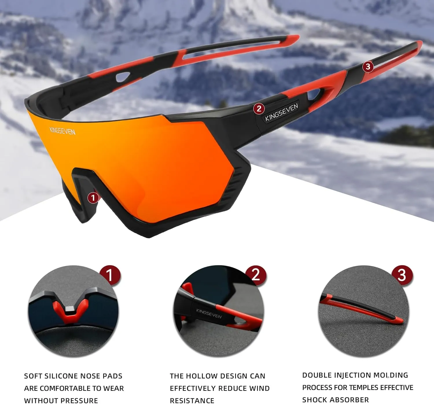 KINGSEVEN Polarized Cycling Sunglasses Men Sports Sunglasses Mtb Bicycle Glasses UV400 Protection LS910