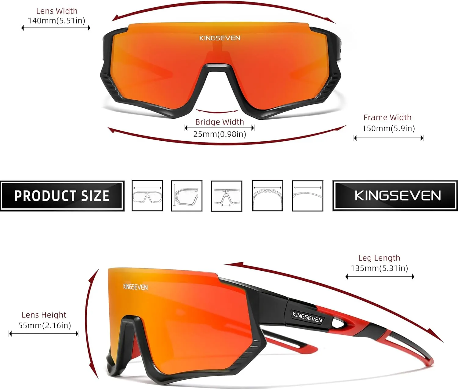 KINGSEVEN Polarized Cycling Sunglasses Men Sports Sunglasses Mtb Bicycle Glasses UV400 Protection LS910