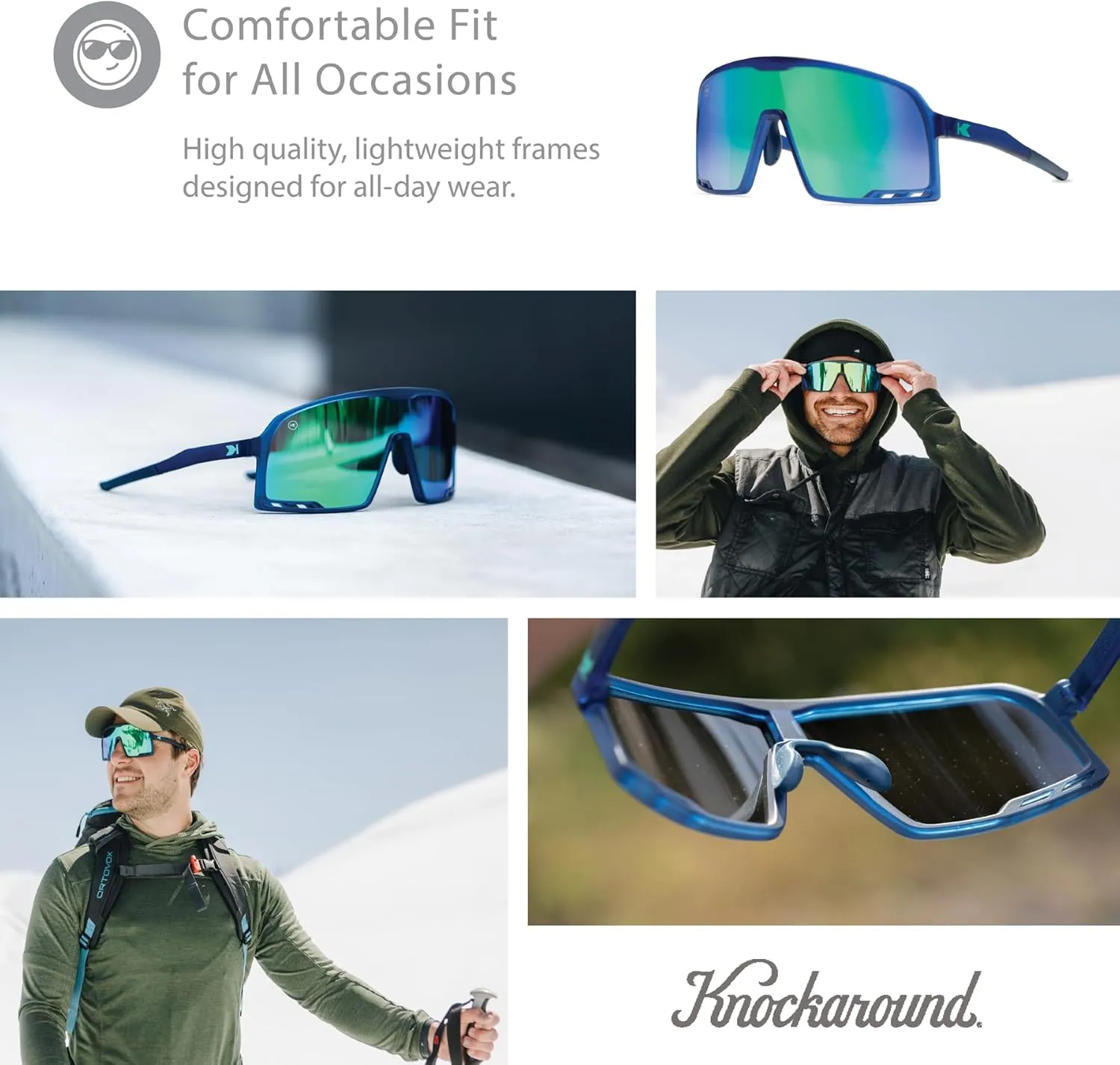 Knockaround Campeones Wraparound Sunglasses for Men and Women - Performance Lenses with Full UV400 Protection