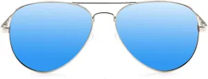 Kursan Polarized Aviator Sunglasses for Men Women Mirrored Lens, 100% UV400 Protection, 58MM (Silver/Blue Mirrored)