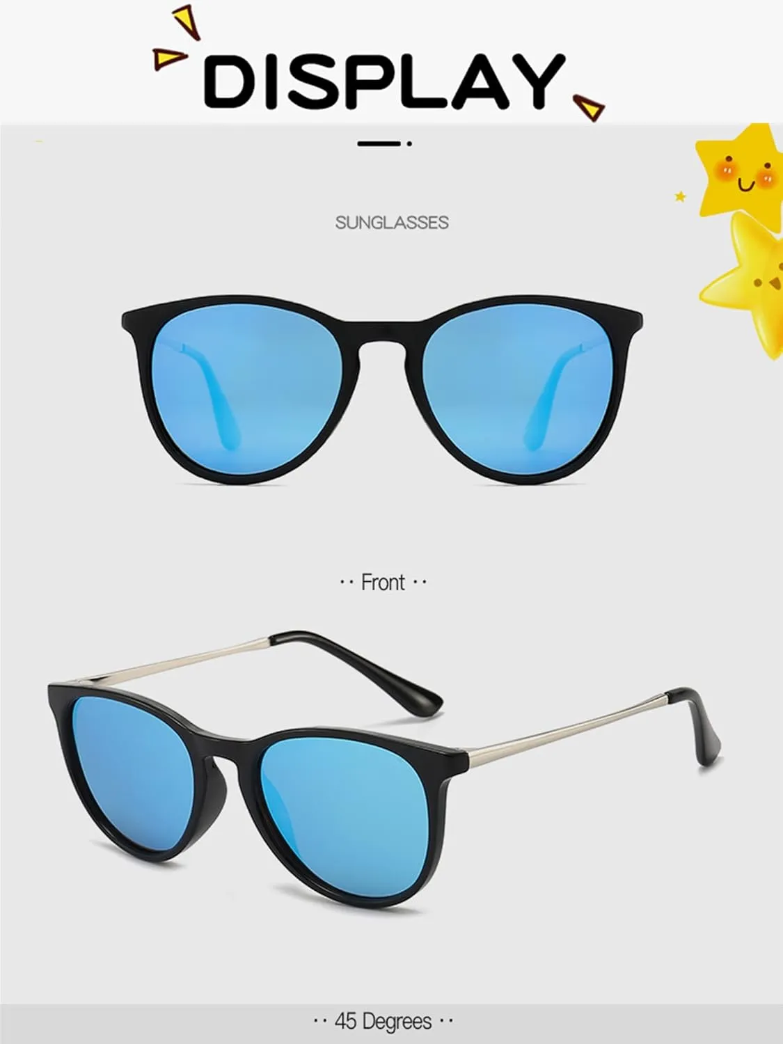 Kursan Polarized Kids Sunglasses for Girls Boys Mirrored Lens Vintage Sun Glasses Shades Age 3-9, 100% UV Protection