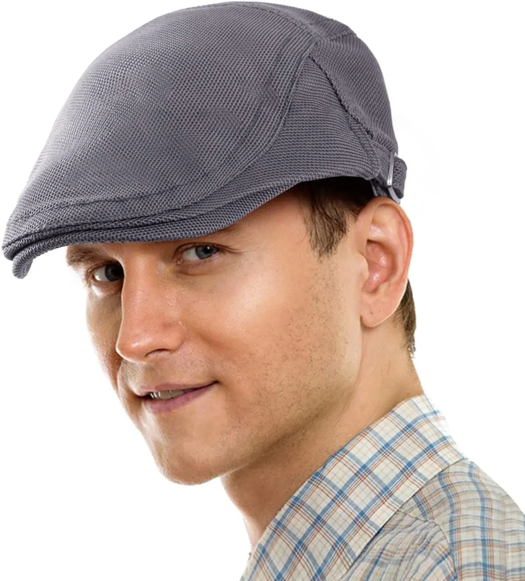 LADYBRO 2 Pack Newsboy Hats for Men Scally Flat Cap for Summer Mesh Solid Adjustable