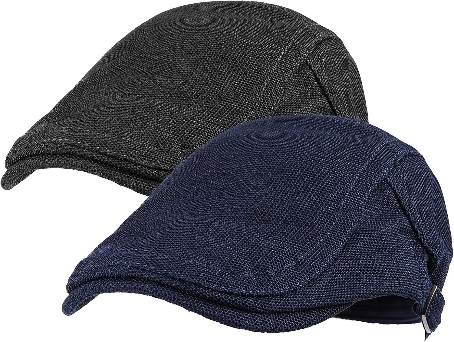 LADYBRO 2 Pack Newsboy Hats for Men Scally Flat Cap for Summer Mesh Solid Adjustable