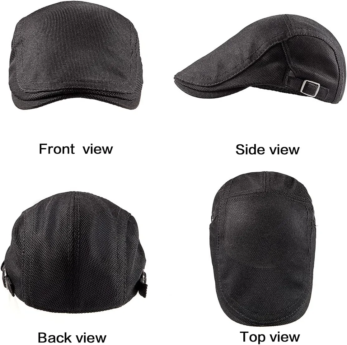 LADYBRO 2 Pack Newsboy Hats for Men Scally Flat Cap for Summer Mesh Solid Adjustable