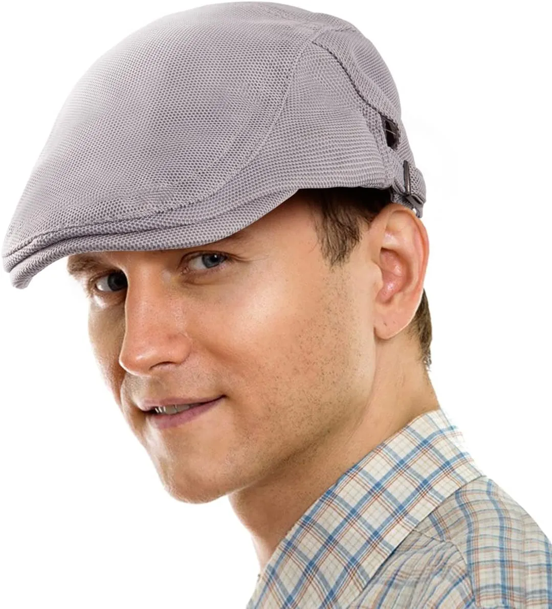 LADYBRO 2 Pack Newsboy Hats for Men Scally Flat Cap for Summer Mesh Solid Adjustable