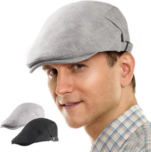 LADYBRO 2 Pack Newsboy Hats for Men Scally Flat Cap for Summer Mesh Solid Adjustable