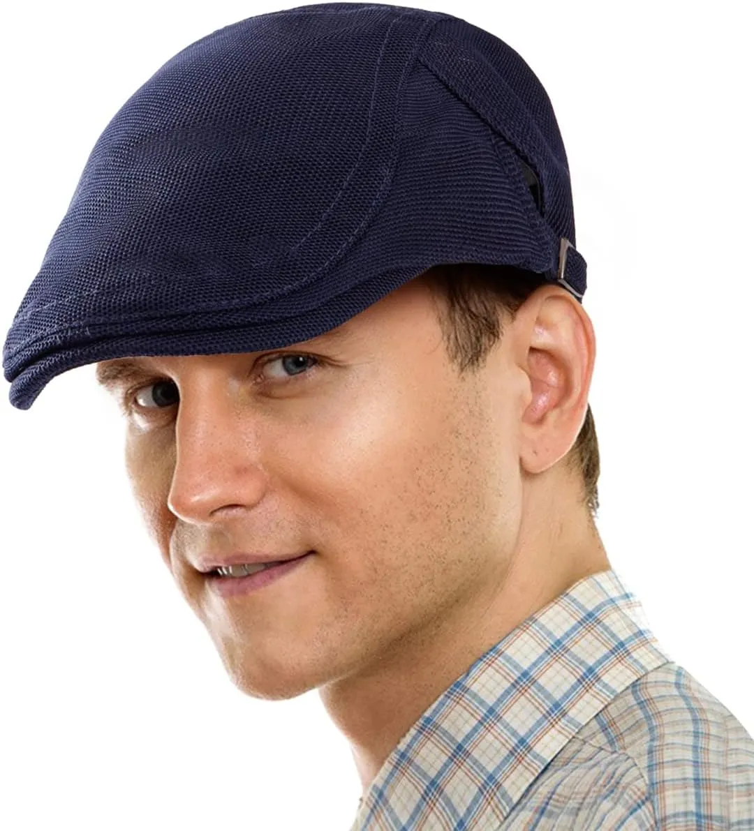LADYBRO 2 Pack Newsboy Hats for Men Scally Flat Cap for Summer Mesh Solid Adjustable