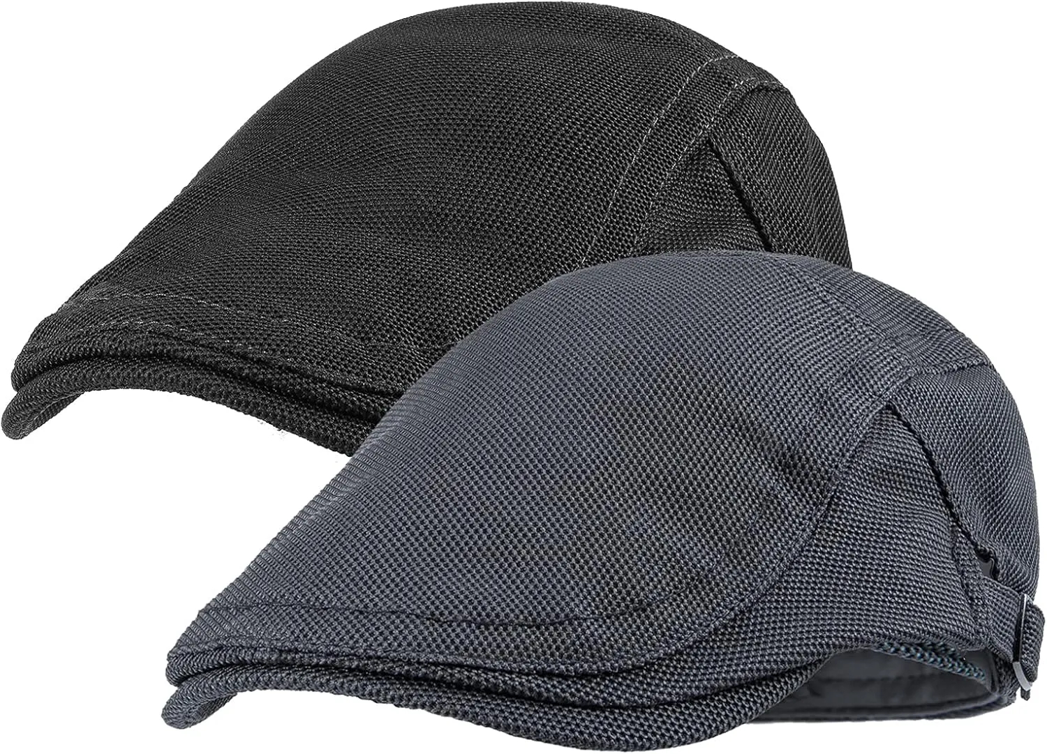 LADYBRO 2 Pack Newsboy Hats for Men Scally Flat Cap for Summer Mesh Solid Adjustable