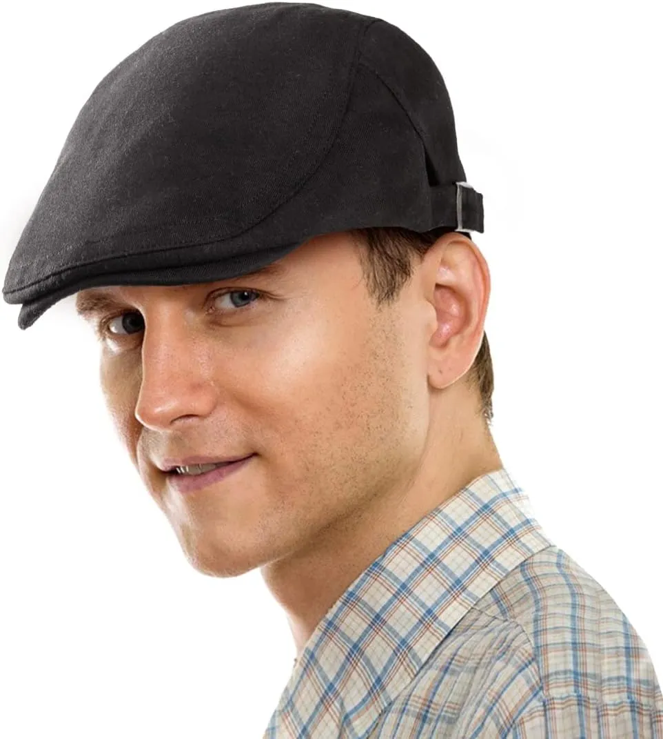 LADYBRO 2 Pack Newsboy Hats for Men Scally Flat Cap for Summer Mesh Solid Adjustable