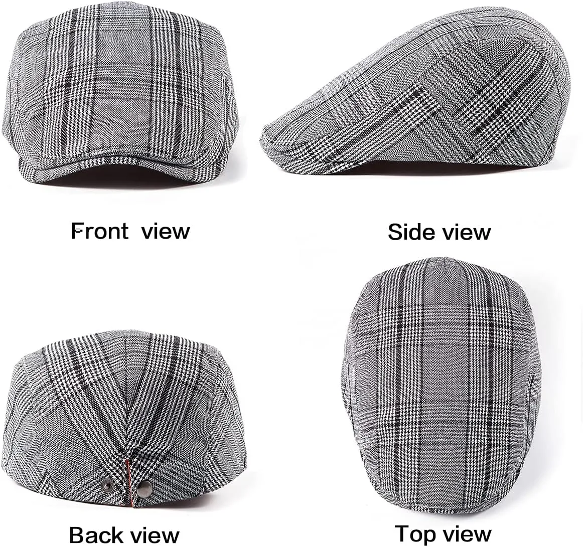 LADYBRO 2Pack Unisex Flat Cap Newsboy Hats for Men Women, Summer Casual Adjustable