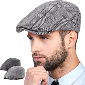LADYBRO 2Pack Unisex Flat Cap Newsboy Hats for Men Women, Summer Casual Adjustable