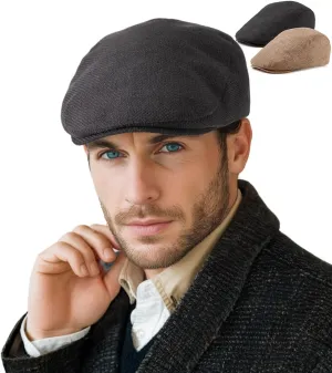 LADYBRO 2Pack Unisex Flat Cap Newsboy Hats for Men Women, Summer Casual Adjustable