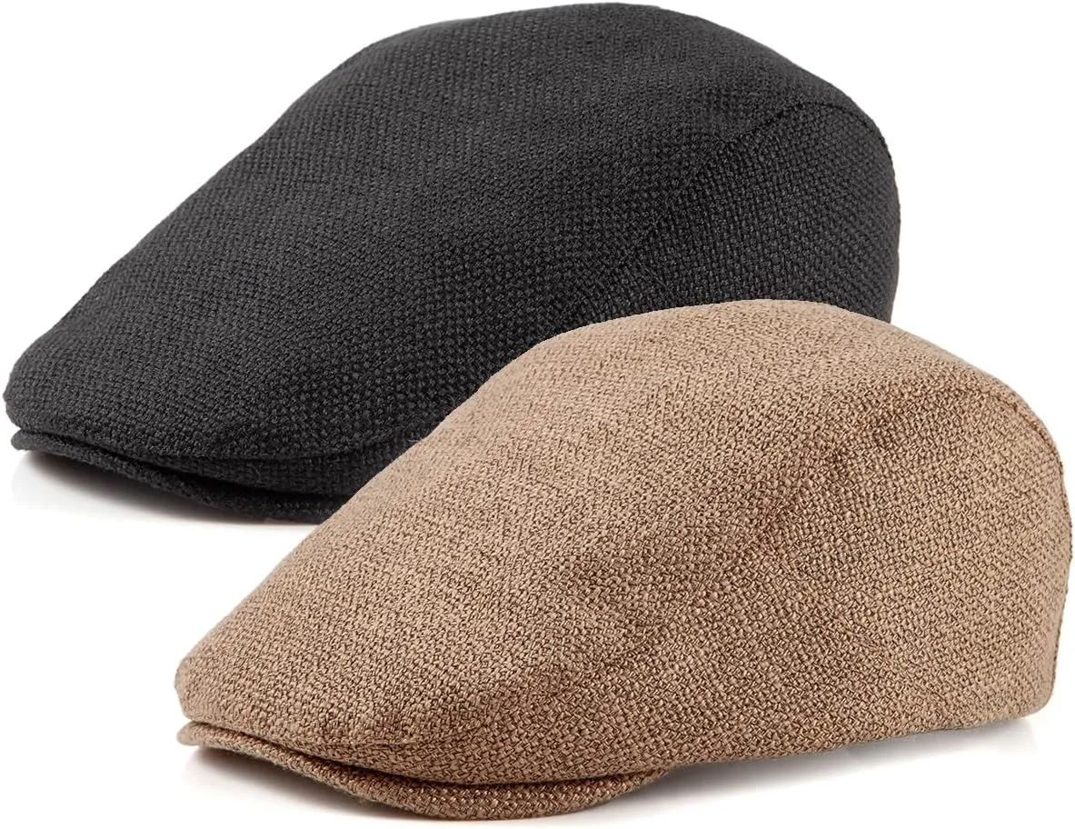LADYBRO 2Pack Unisex Flat Cap Newsboy Hats for Men Women, Summer Casual Adjustable