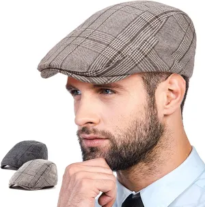 LADYBRO 2Pack Unisex Flat Cap Newsboy Hats for Men Women, Summer Casual Adjustable