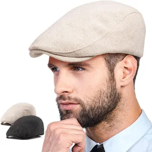 LADYBRO 2Pack Unisex Flat Cap Newsboy Hats for Men Women, Summer Casual Adjustable