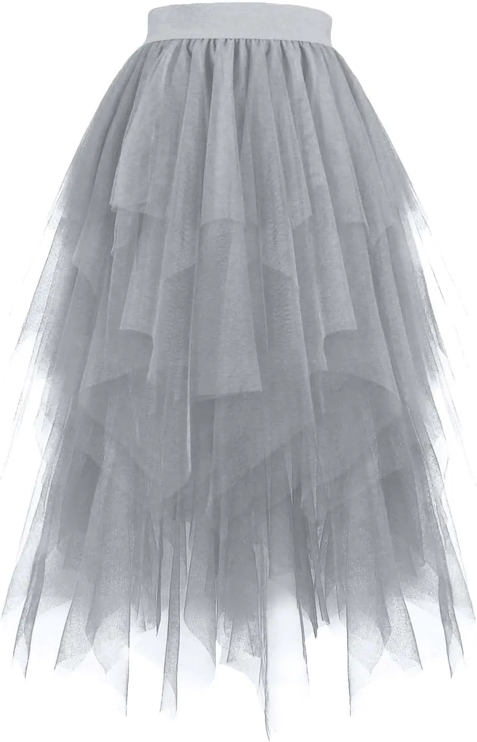 Layered Tulle Skirt for Women Gothic Asymmetrical Mesh Maxi Skirts Fashion High Waist Costume Style