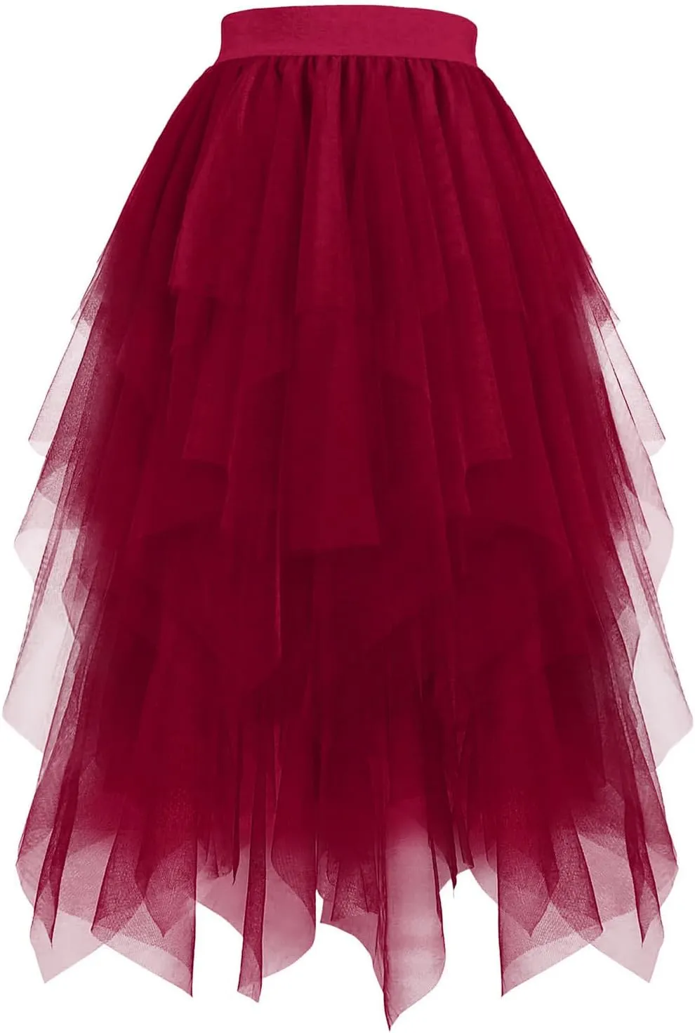 Layered Tulle Skirt for Women Gothic Asymmetrical Mesh Maxi Skirts Fashion High Waist Costume Style