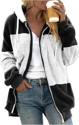 LCMTWX Winter Coats for Women 2023 Trendy Cute Hooded Pullover Sweatershirt Solid Artificial Full Zip Long Sleeve Casual