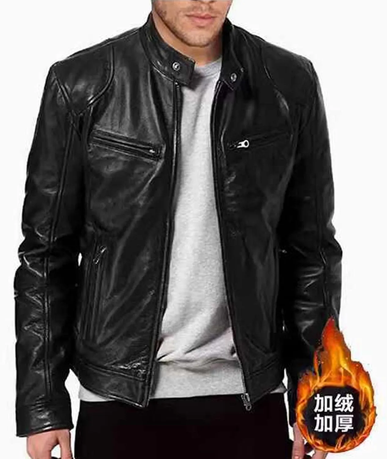 Leather Jackets for Men Slim Fit Motorcycle Biker Jackets Vintage Faux Leather Casual Bomber Coat With Pocket