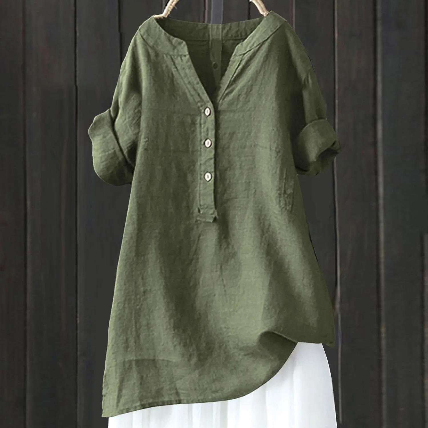 Linen Shirt for Women Breathable Tops Loose Crewneck Tops Womens Daily t Shirts Summer Shirts for Women 2025