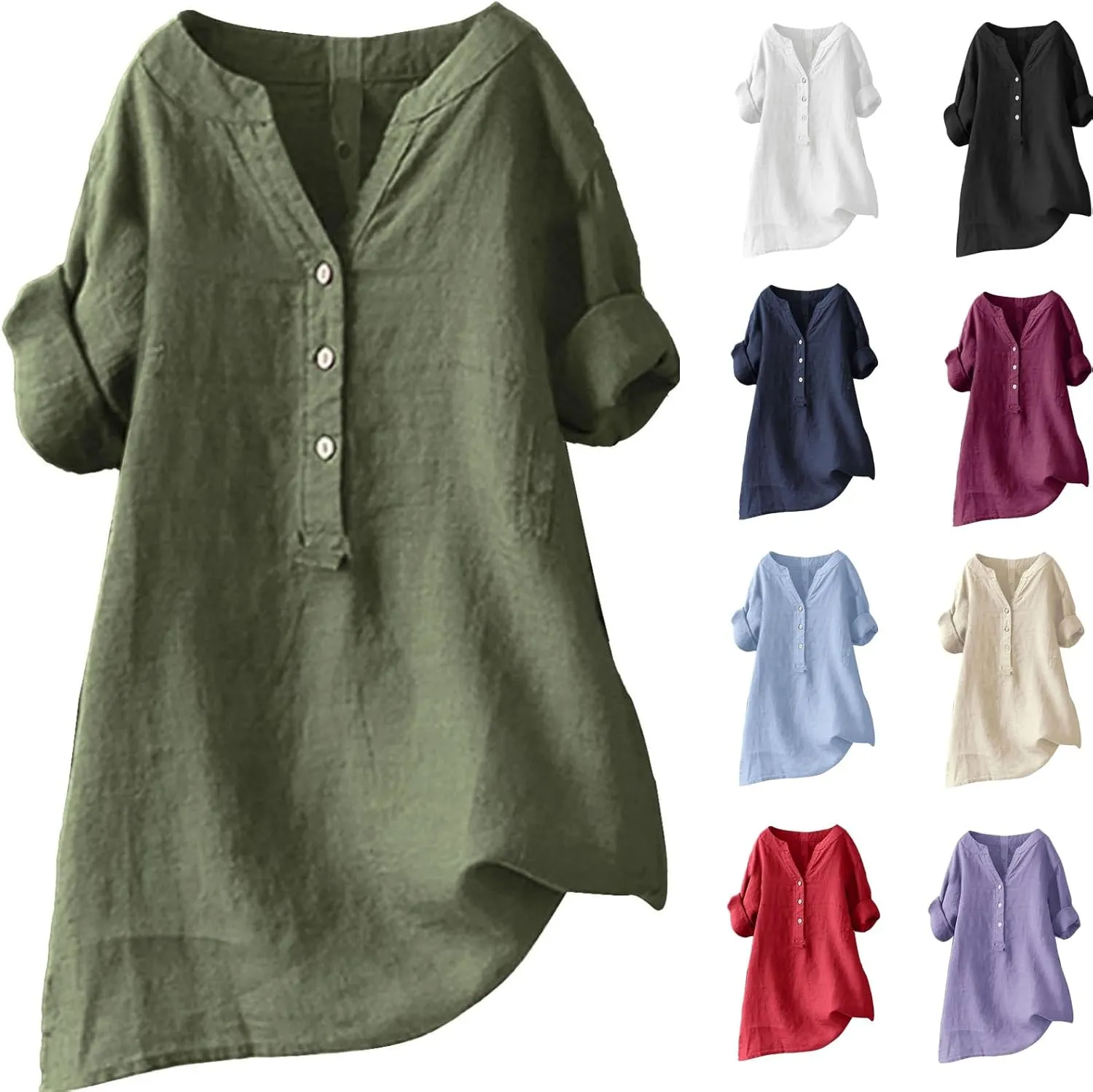 Linen Shirt for Women Breathable Tops Loose Crewneck Tops Womens Daily t Shirts Summer Shirts for Women 2025