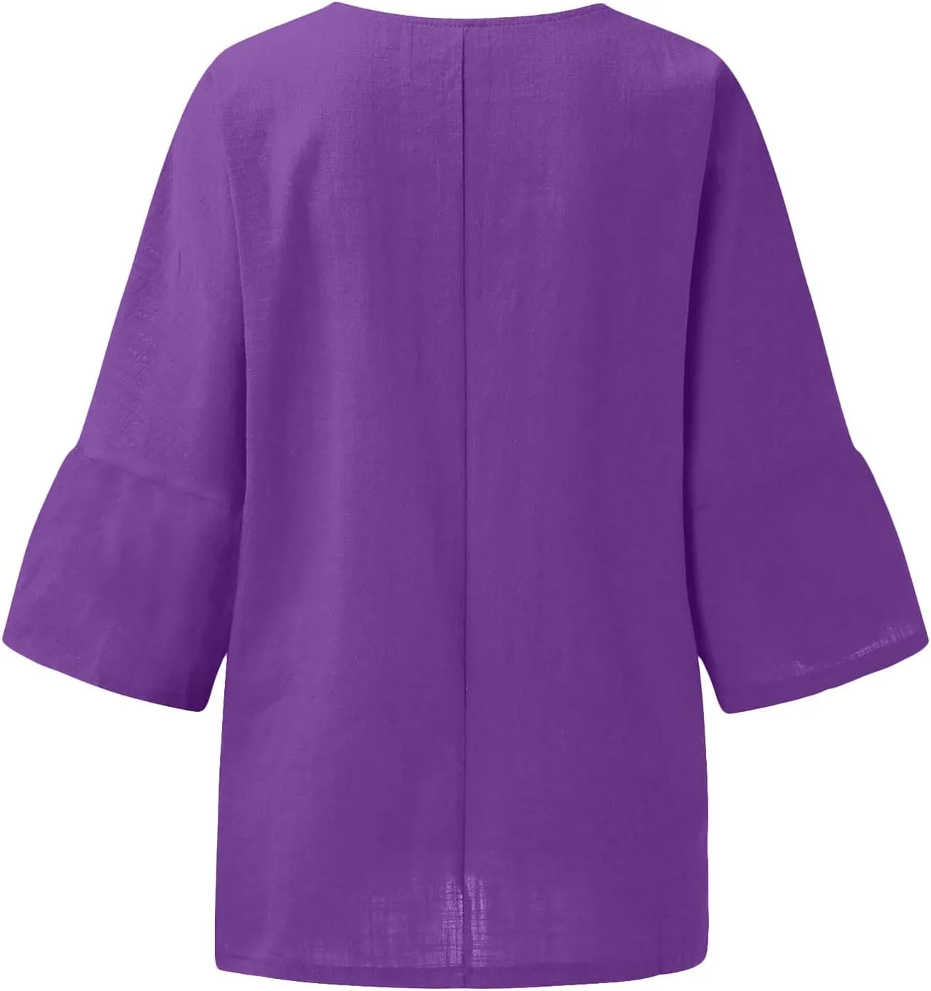 Linen Shirts for Women 3/4 Sleeve Crewneck Oversized T Shirts Loose Casual Blouses Lightweight Trendy Summer Tops