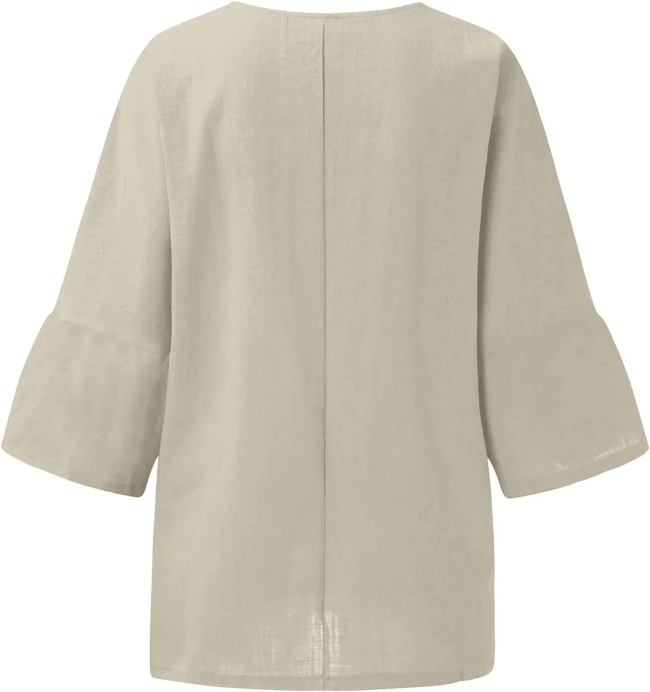 Linen Shirts for Women 3/4 Sleeve Crewneck Oversized T Shirts Loose Casual Blouses Lightweight Trendy Summer Tops