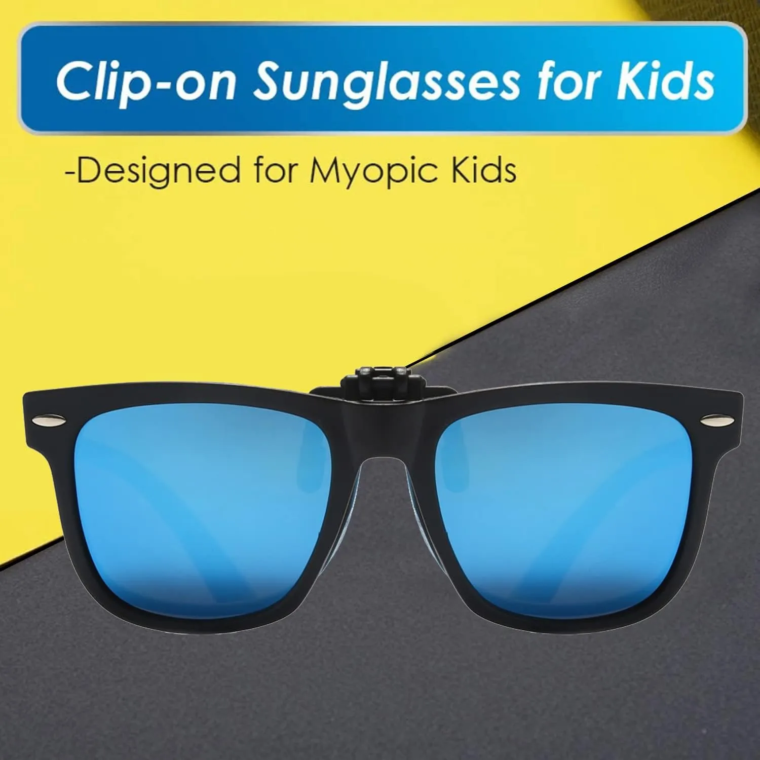 Long Keeper Kids Polarized Clip On Sunglasses Teen Boys Girls Square Flip Up Clip-on Sunglasses Over Glasses