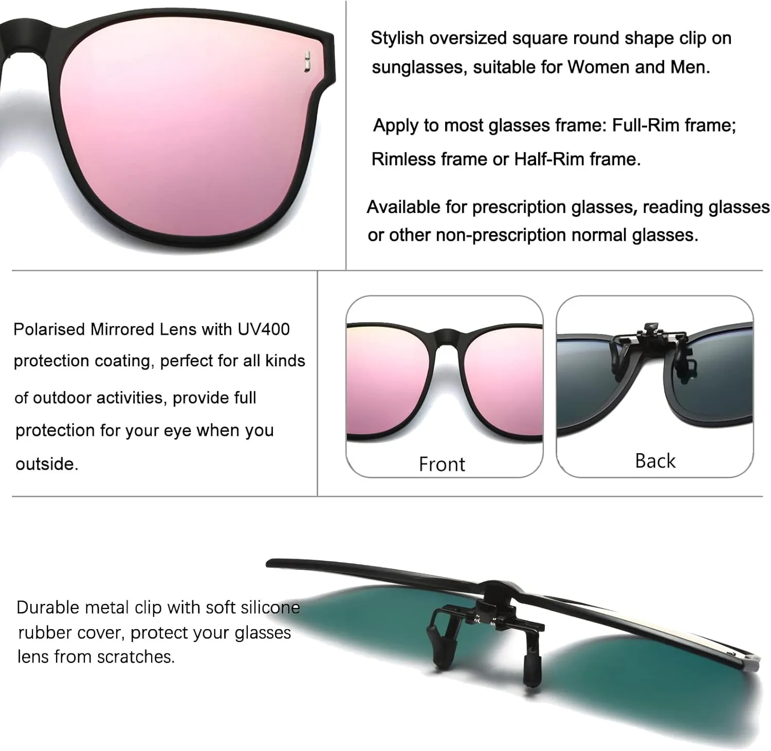 Long Keeper Oversized Polarized Clip On Sunglasses Women Men Classic Driving Fishing Flip Up Sunglasses Over Glasses