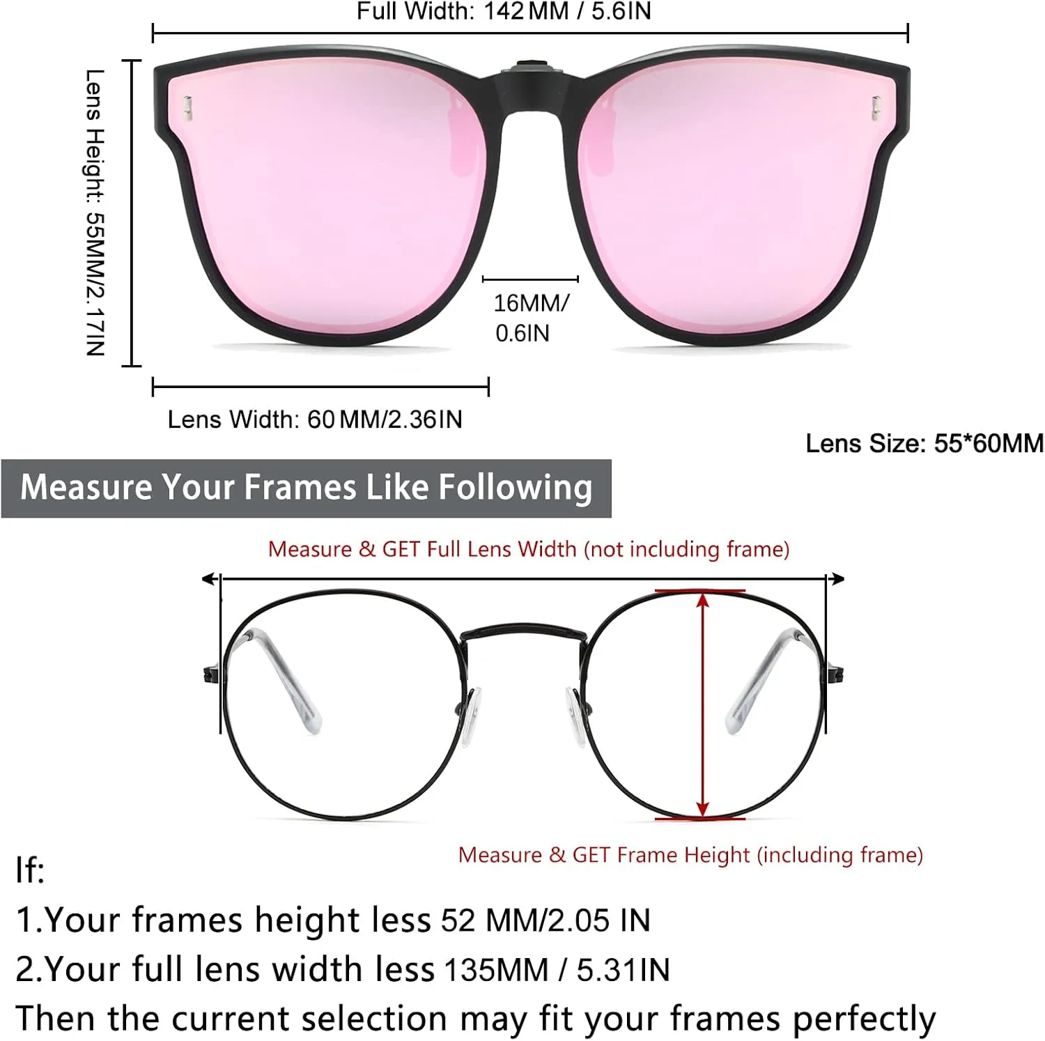 Long Keeper Oversized Polarized Clip On Sunglasses Women Men Classic Driving Fishing Flip Up Sunglasses Over Glasses