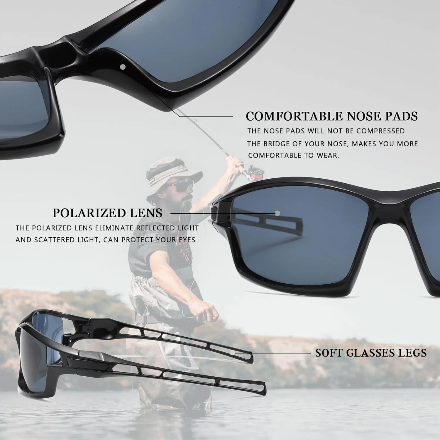 Long Keeper Polarized Sport Sunglasses Women Men Wrap Around Cycling Sunglasses for Running Driving Fishing Hiking Riding
