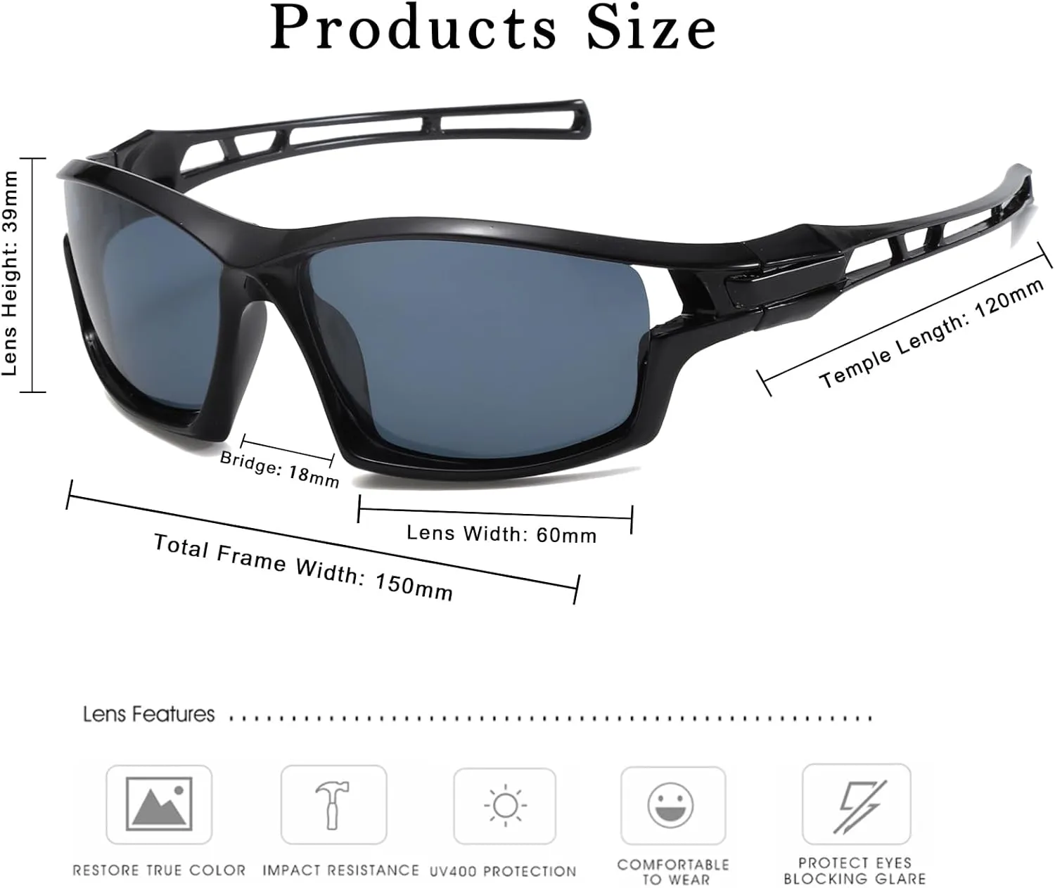Long Keeper Polarized Sport Sunglasses Women Men Wrap Around Cycling Sunglasses for Running Driving Fishing Hiking Riding