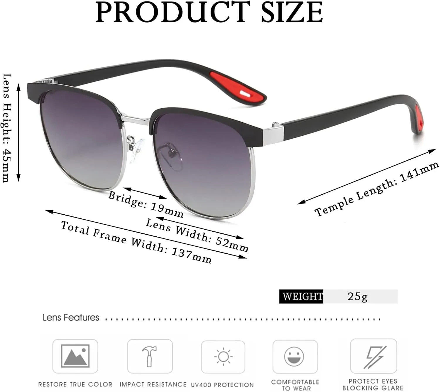 Long Keeper Polarized Sunglasses for Women Men Classic Semi Rimless Frame Sunglasses Unisex Half Frame Driving Sun Glasses