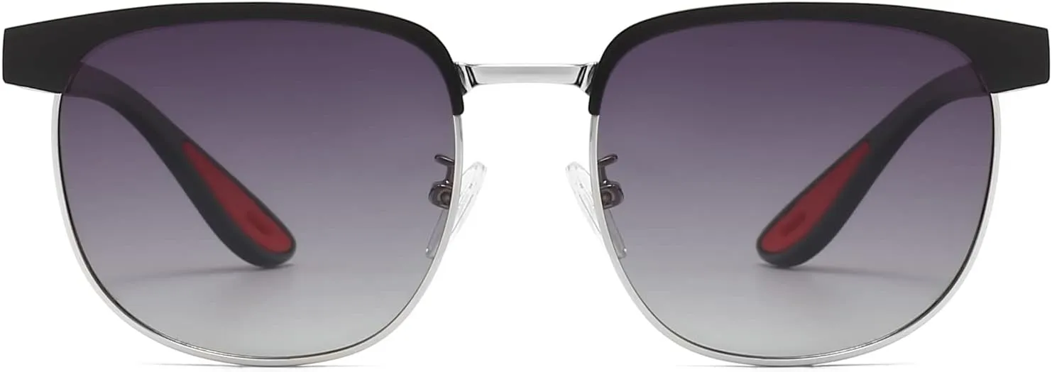 Long Keeper Polarized Sunglasses for Women Men Classic Semi Rimless Frame Sunglasses Unisex Half Frame Driving Sun Glasses