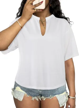 LovelyWholesale Womens Graphic Tees V Neck Short Sleeve T Shirt Loose Casual Summer Tops