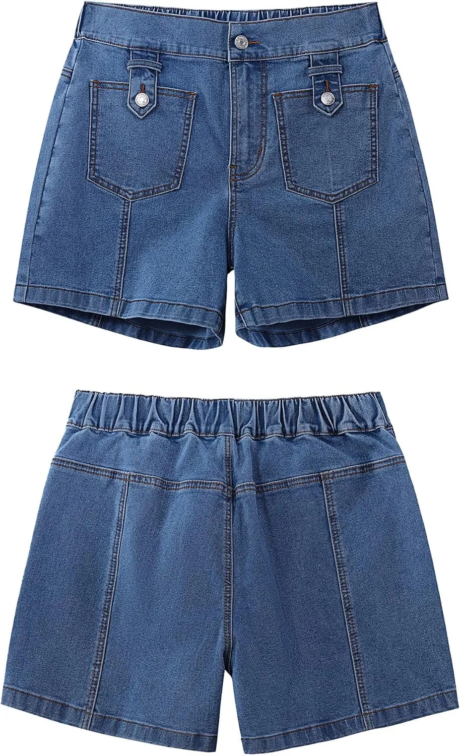 luvamia Jean Shorts for Women High Waisted Wide Leg Elastic Waist Stretchy Denim Jorts Summer Causal Shorts with Pockets