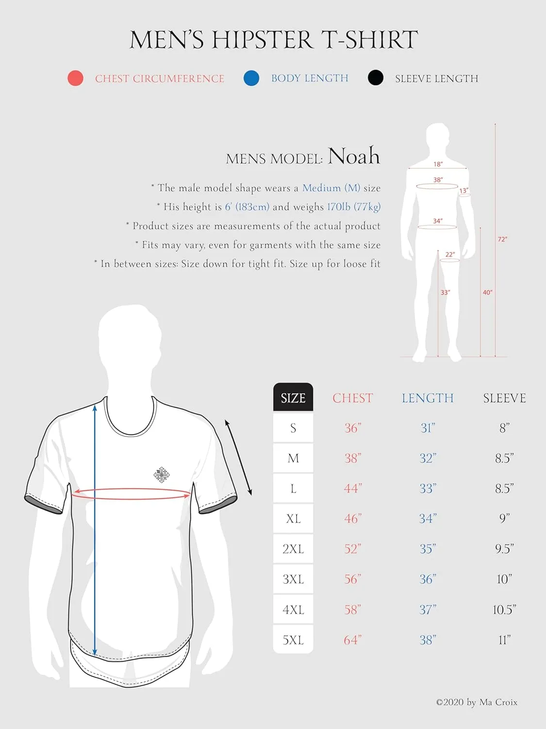 Ma Croix Mens Hipster T Shirts Hip Hop Longline Crewneck Casual Street Basic Big and Tall Tee