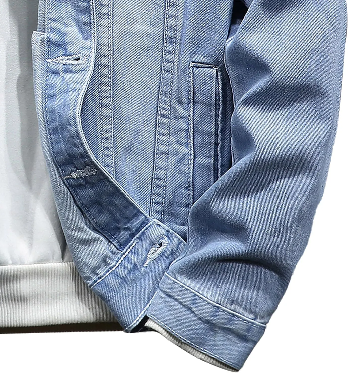 Man Long Sleeve Jackets Outerwear for Mens Turtle Neck Denim Western Ripped Cardigan Fall Winter 2025