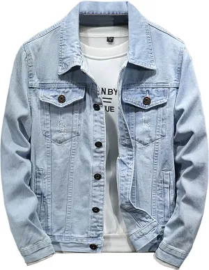 Man Long Sleeve Jackets Outerwear for Mens Turtle Neck Denim Western Ripped Cardigan Fall Winter 2025
